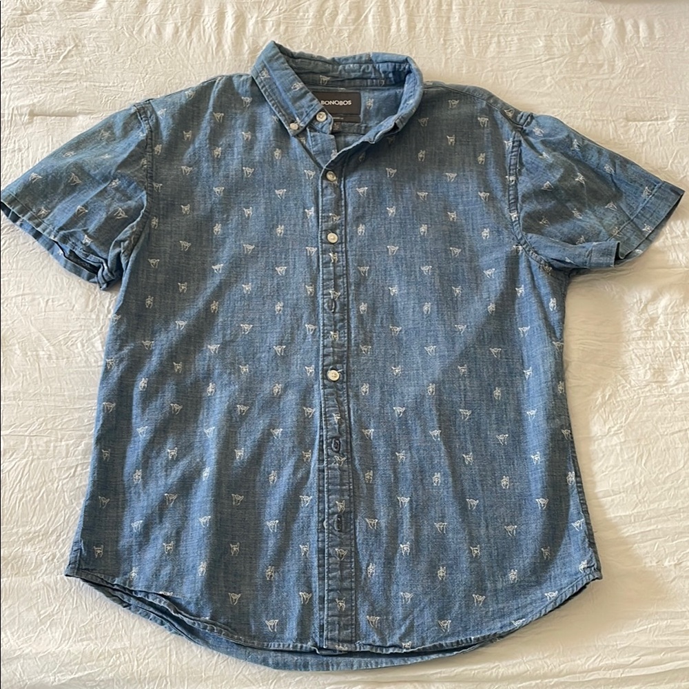Men's Blue Short Sleeve Shirt